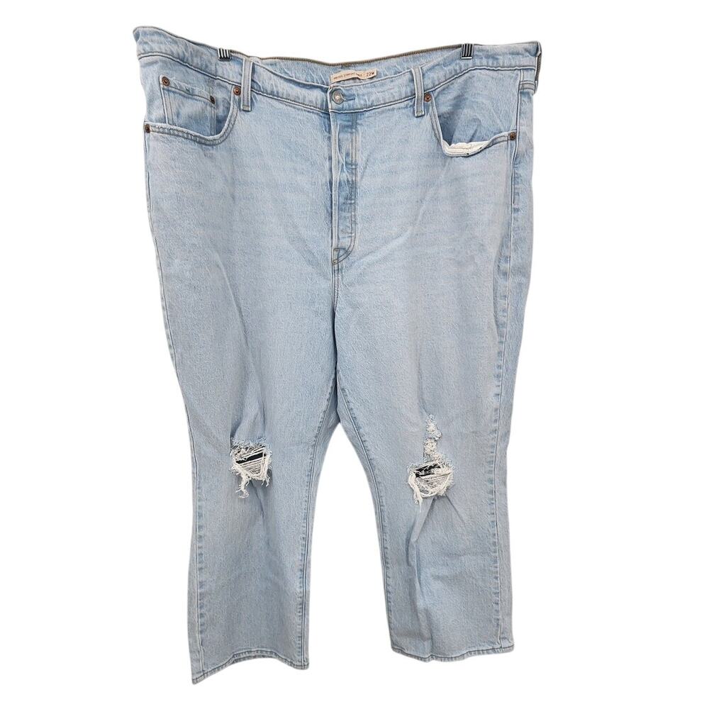 Levi's Ribcage Ankle Straight Light Wash Jeans Button Fly‎ Size 22W 22